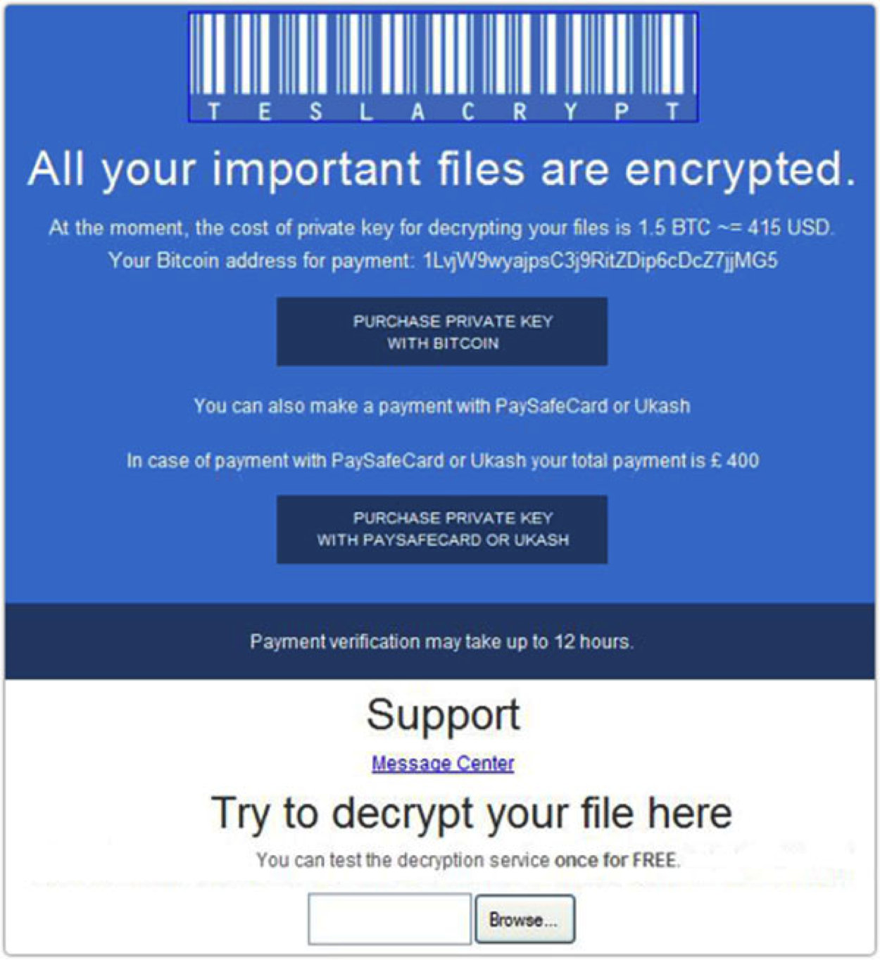 Your file here. TESLACRYPT.